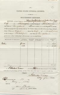 1869 May 8, Thomas Evans Estate, U.S. Internal Revenue Succession Tax Returns, First District