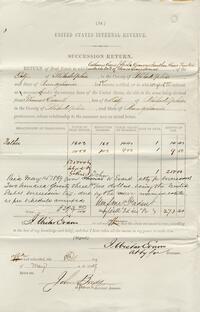 1869 May 8, Thomas Evans Estate, U.S. Internal Revenue Succession Tax Returns, Second District