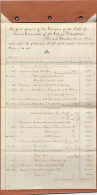 1869 June 28, First account of the executors of the will of Thomas Evans, deceased,  w/ envelope