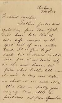 1905 September 28, Awbury, to Dearest Mother