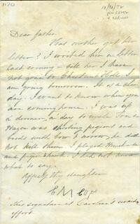 1872 October 30, to Dear father, Delaware Water Gap