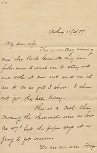 1887 October 6, Aubury, to My dear wife