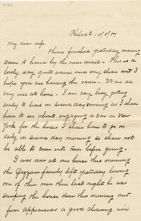 1887 October 8, Philadelphia, to My dear wife