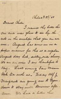 1888 August 01, Philadelphia, to Dearest Chellie