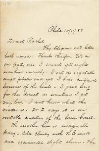 1888 October 11, Philadelphia, to Dearest Rachel