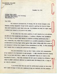 Copy of Letter to William Allen Rahill, December 26, 1952