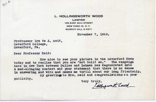 Letter to Ira De. A. Reid, November 7, 1949