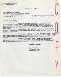 Copy of Letter to R. B. (Ruth B.) Shipley, November 13, 1952