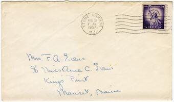 Letter from Anne T. Evans and Joseph M. Evans to Anna R. Evans, 1957 August 28