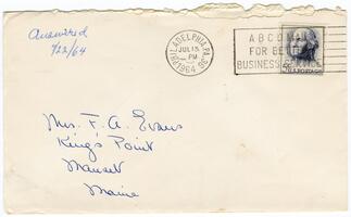 Letter from Anne T. Evans and Joseph M. Evans to Anna R. Evans, 1964 July 12