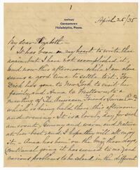 Letter from Rachel Cope Evans to Elizabeth Stewardson Cope, 1935 April 25
