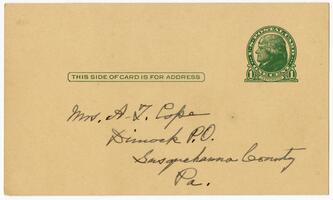 Post card from Rachel Cope Evans to Elizabeth Stewardson Cope, 1935 October 11