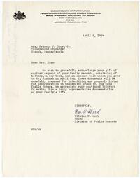 Letter from William H. Work to "Mrs. Francis P. Cope Jr.," 1964 April 9