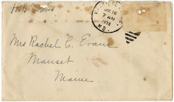 Letter from Hannah Bacon Evans to Rachel Cope Evans, 1936 July 15