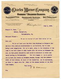 Letter from the Charles Warner Company to Thomas P. Cope Jr., 1902 July 1