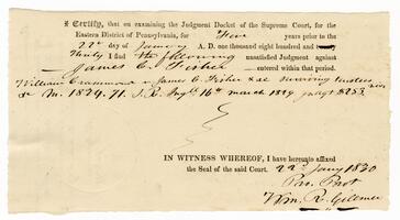 Court Certification by William R. Gillman, 1830 January 22