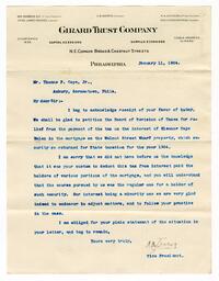 Letter from the Girard Trust Company to Thomas P. Cope Jr., 1904 January 11