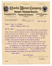 Letter from the Charles Warner Company to Thomas P. Cope Jr., 1904 February 25