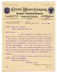 Letter from the Charles Warner Company to Thomas P. Cope Jr., 1904 June 21
