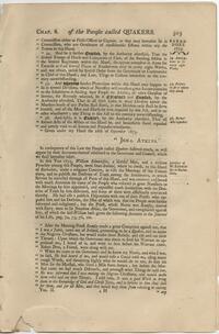 A collection of the sufferings of the people called Quakers : for the testimony of a good conscience, from the time of their being first distinguished by that name in the year 1650, to the time of the act, commonly called the Act of toleration, granted to