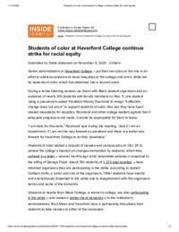 Students of Color at Haverford College Continue Strike for Racial Equity