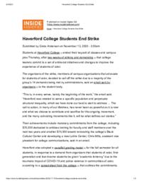 Haverford College Students End Strike