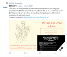 ECAASU tweet in support of student strike