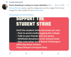 Call to alumni for support tweet