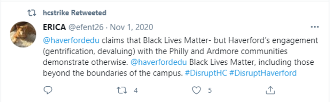 Haverford claims that Black Lives Matter tweet