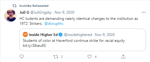 Nearly identical changes to the institution tweet