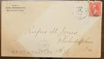 Letter from John Pennington to Rufus Jones 1895 March 13