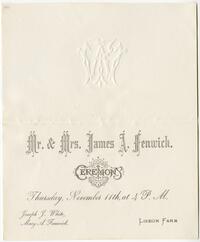 Mr. and Mrs. James A. Fenwick wedding invitation