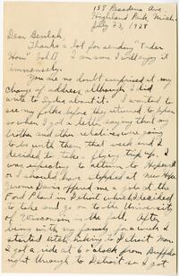 Edward B. Olds letter to Beulah Hurley Waring