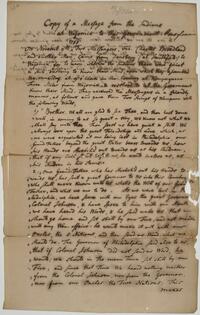 Indian Message from Isaac at Wyoming, November 9, 1755