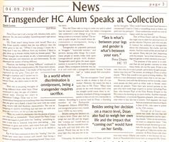 Transgender HC Alum Speaks at Collection