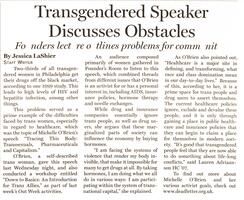 Transgendered Speaker Discusses Obstacles