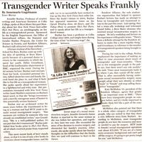 Transgender Writer Speaks Frankly