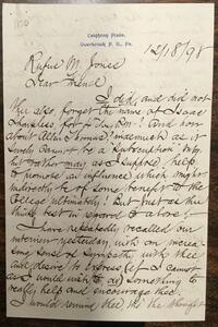 Letter from D. Scull to Rufus Jones 1898 December 18