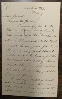 Letter from Maury Bartlett to Rufus Jones 1897 February 8