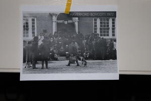 1972 protest photograph on Founders Hall 1