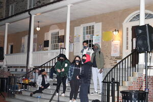 Strike Leaders on Founders Hall steps 3