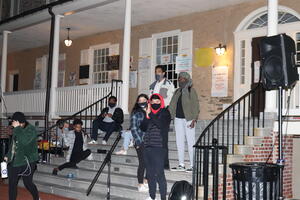 Strike Leaders on Founders Hall steps 4