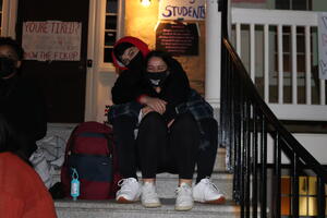 Strike Leaders on Founders Hall steps 5