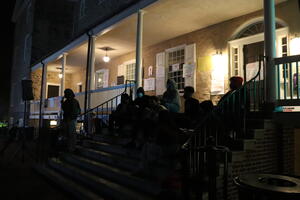 Strike Leaders on Founders Hall steps 6