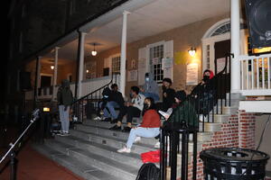 Strike Leader speaks Founders Hall steps 1