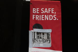 Be Safe Friends sign with photograph 2