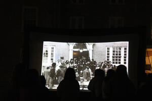 Strikers in Front of 1972 Photo Projection 1