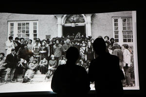 Strikers in Front of 1972 Photo Projection 2