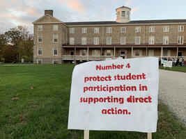 Poster of Strike Demands on Founders Green 2