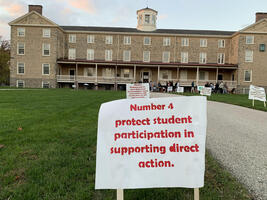 Poster of Strike Demands on Founders Green 5